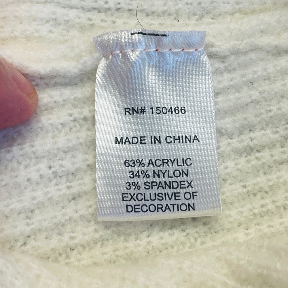 Market & Spruce Cottage Embroidered Sweater Medium Floral Bishop Sleeve Neutral - Picture 9 of 10